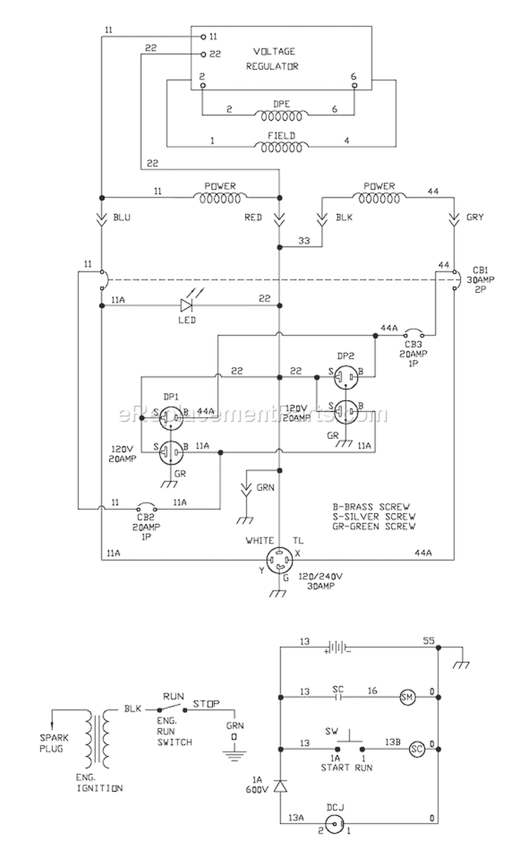 Page E Diagram and Parts List for 030426-0  Briggs and Stratton Generator
